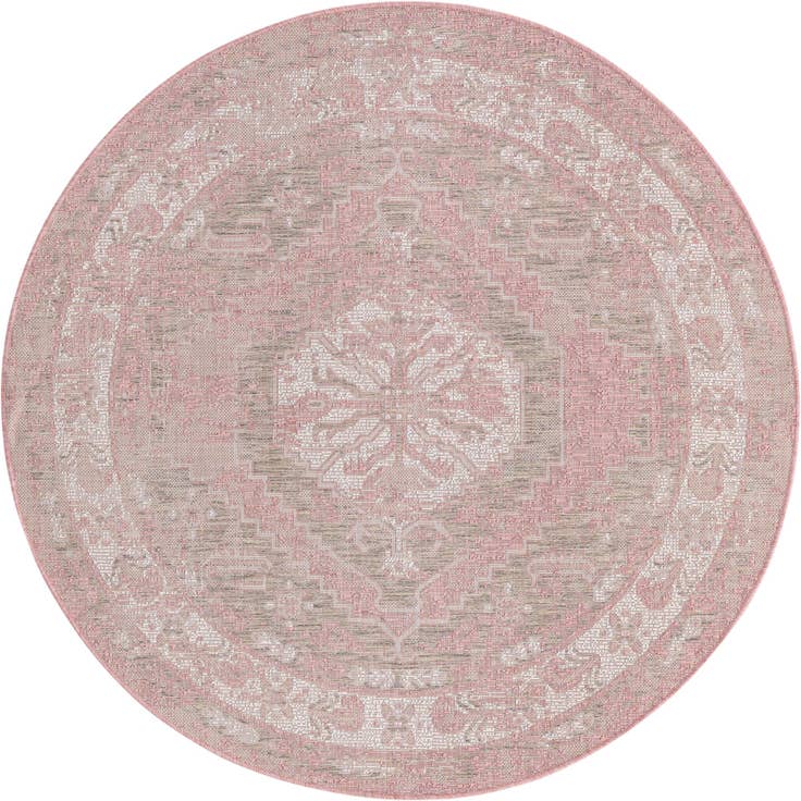 Detail image of 5' 3 x 5' 3 Easy-Clean Traditional Indoor / Outdoor Round Rug