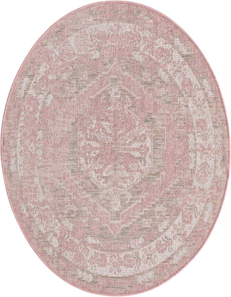 Detail image of 4' x 4' Easy-Clean Traditional Indoor / Outdoor Round Rug