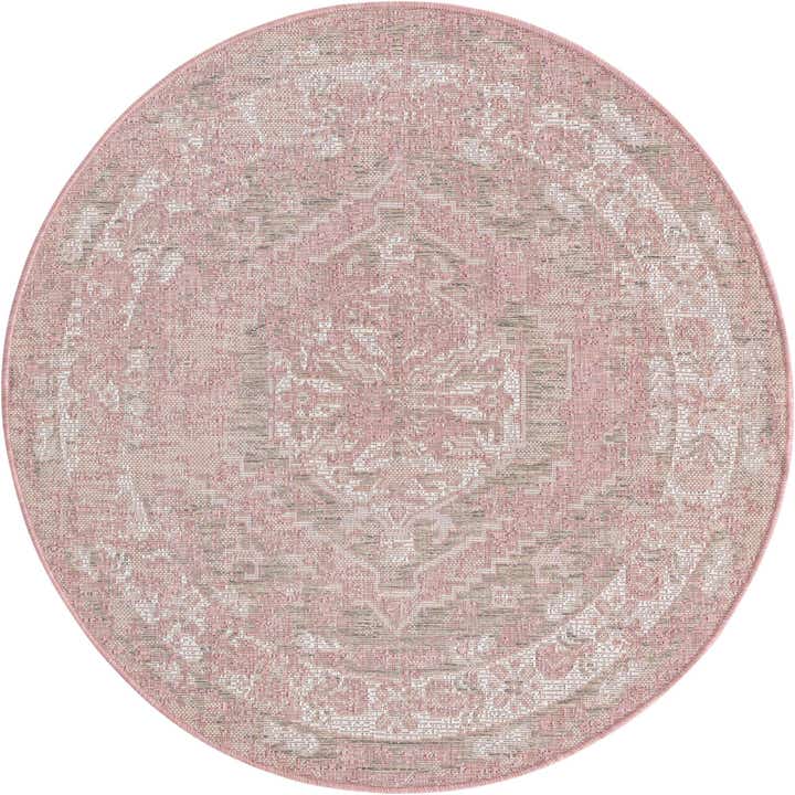 4' x 4' Easy-Clean Traditional Indoor / Outdoor Round Rug