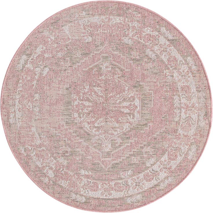 Detail image of 4' x 4' Easy-Clean Traditional Indoor / Outdoor Round Rug