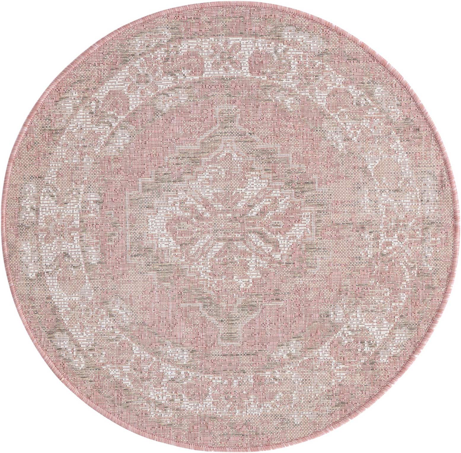 3' x 3' Easy-Clean Traditional Indoor / Outdoor Round Rug