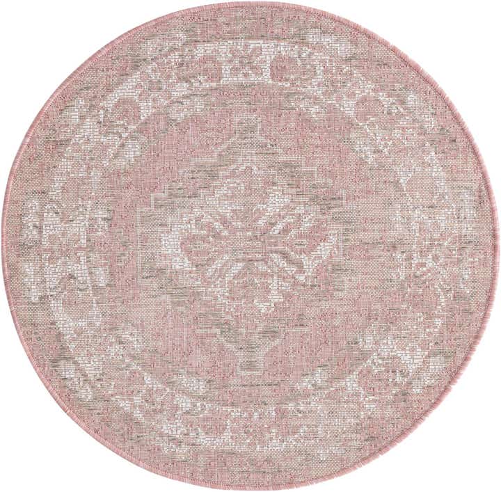 3' x 3' Easy-Clean Traditional Indoor / Outdoor Round Rug