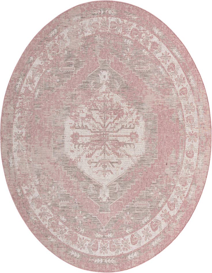 Detail image of 13' x 13' Easy-Clean Traditional Indoor / Outdoor Round Rug
