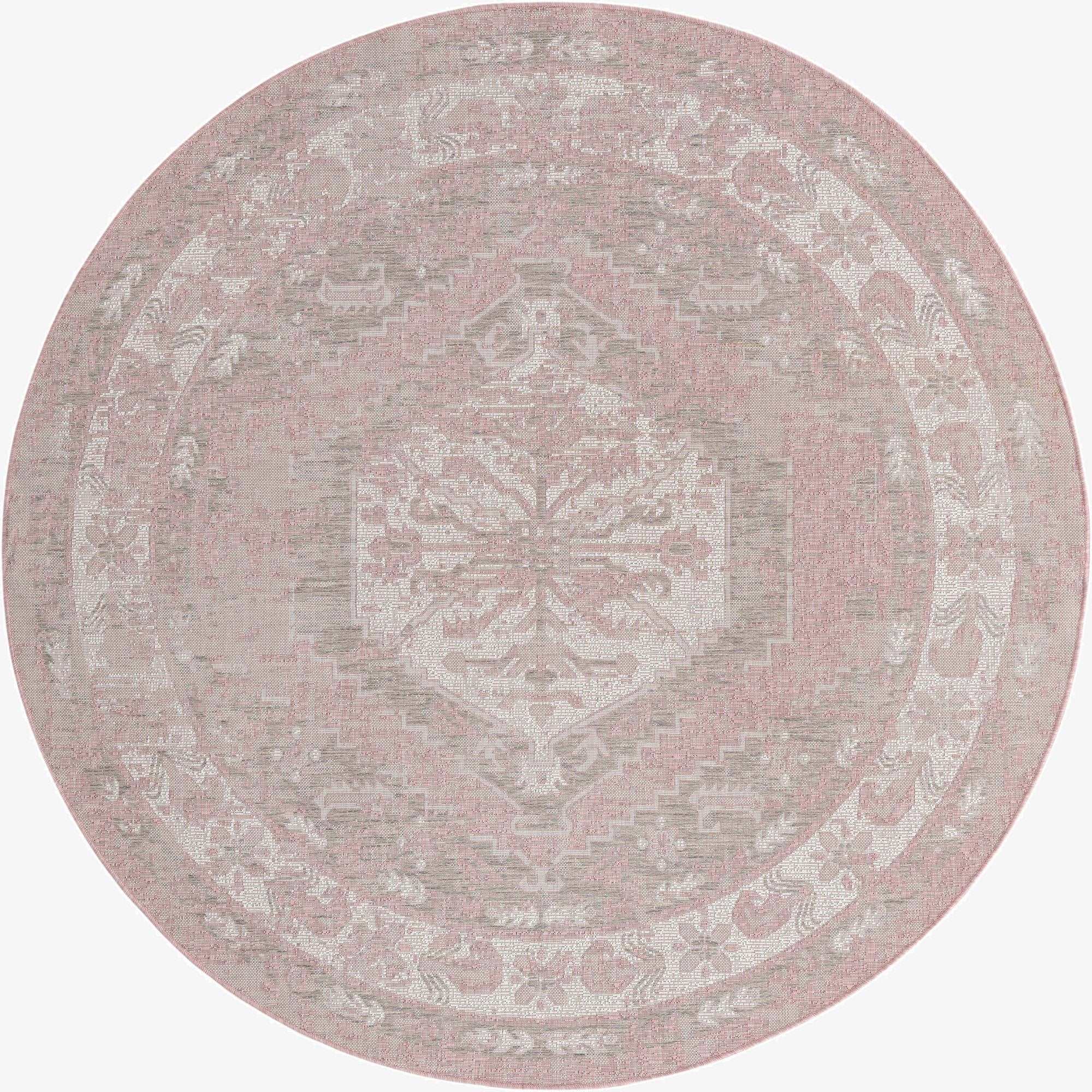 Primary image 7' 10 x 7' 10  Washable Traditional Indoor / Outdoor Round Rug