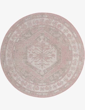 7' 10 x 7' 10 Easy-Clean Traditional Indoor / Outdoor Round Rug