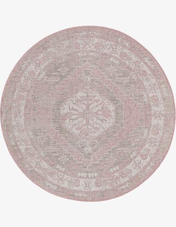5' 3 x 5' 3 Easy-Clean Traditional Indoor / Outdoor Round Rug