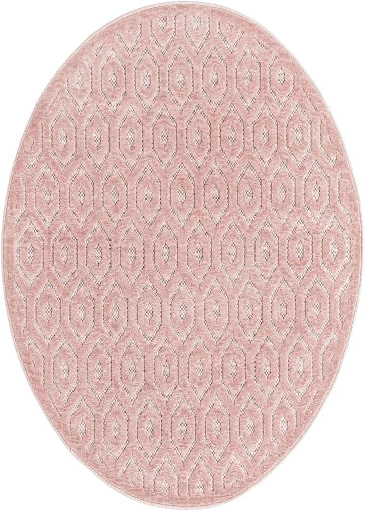 5' 3 x 5' 3 Easy-Clean Trellis Textured Indoor / Outdoor Round Rug