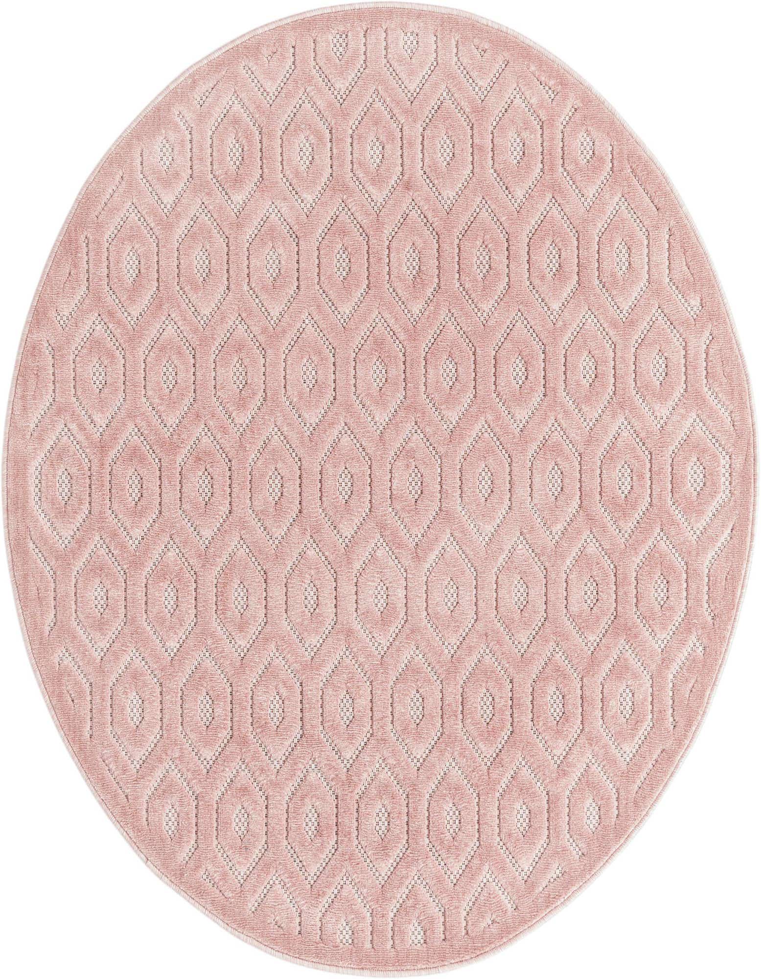 5' 3 x 5' 3 Easy-Clean Trellis Textured Indoor / Outdoor Round Rug