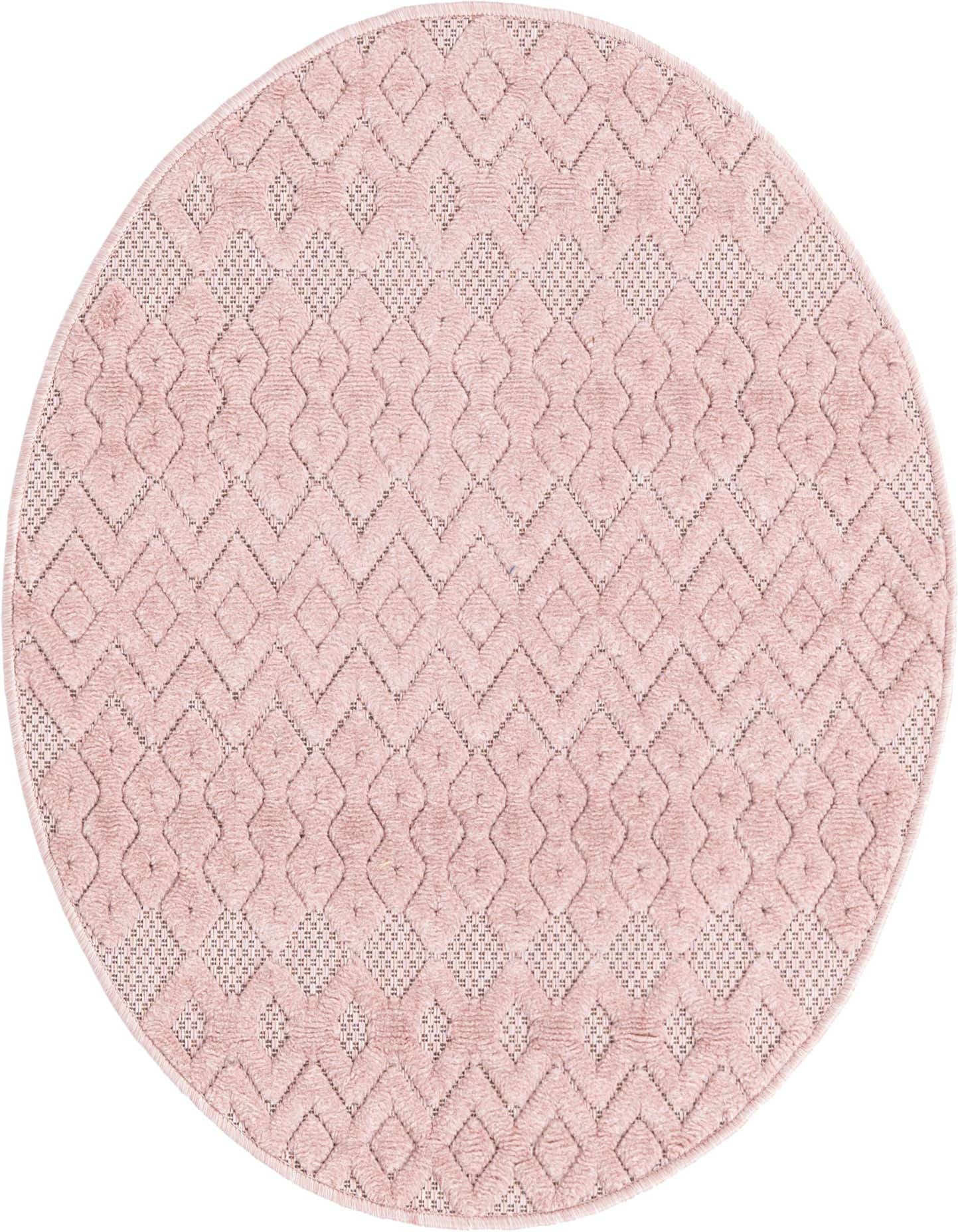 3' x 3' Easy-Clean Trellis Textured Indoor / Outdoor Round Rug