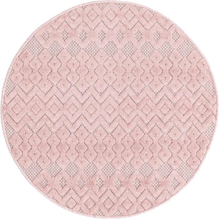 3' x 3' Easy-Clean Trellis Textured Indoor / Outdoor Round Rug