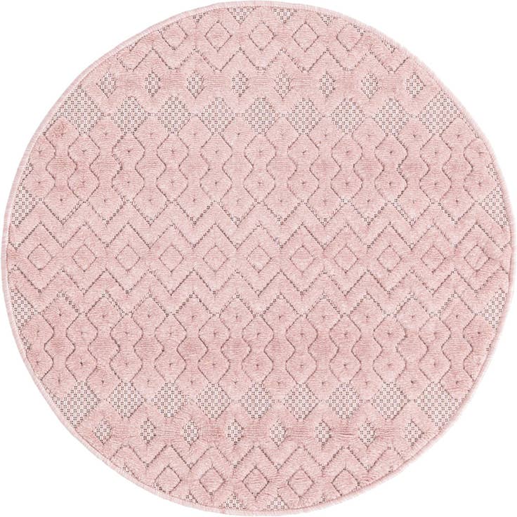 Detail image of 3' x 3' Easy-Clean Trellis Textured Indoor / Outdoor Round Rug