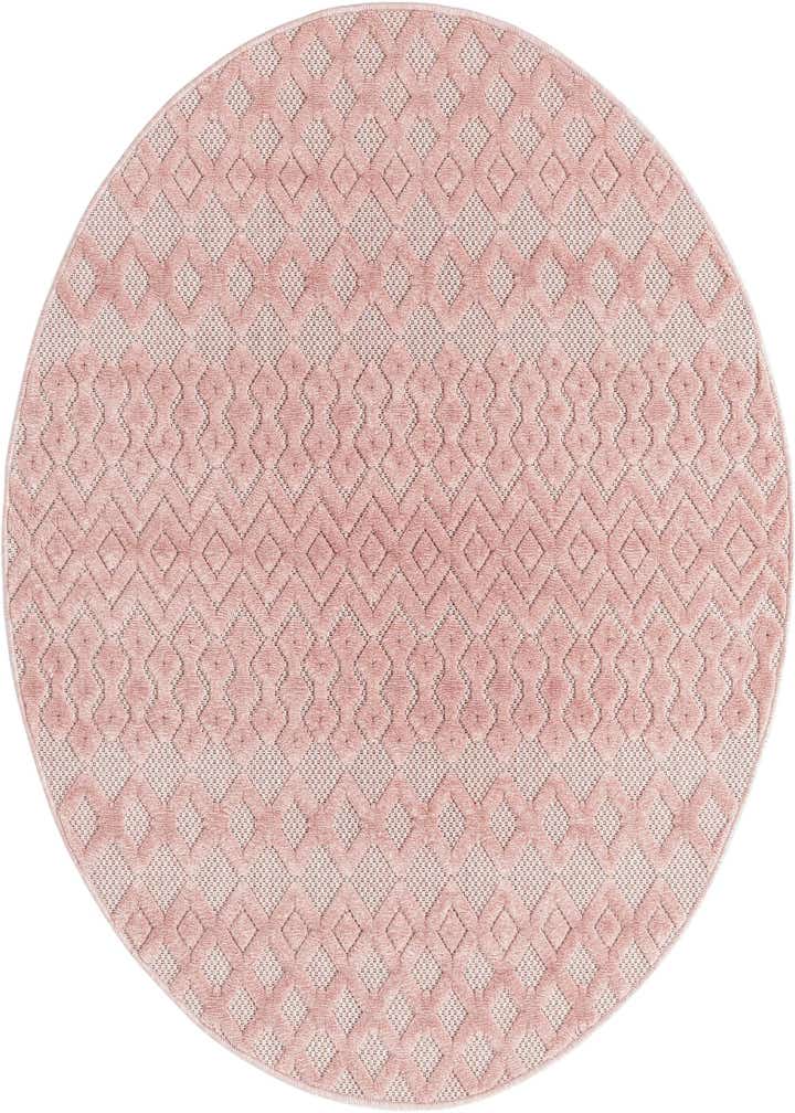 5' 3 x 5' 3 Easy-Clean Trellis Textured Indoor / Outdoor Round Rug