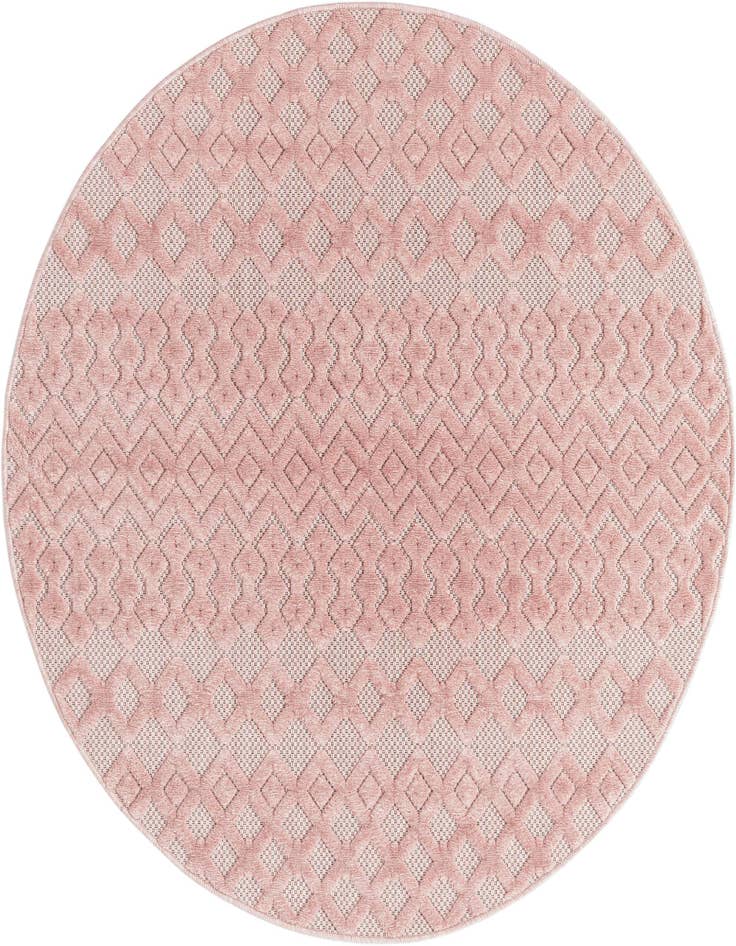 Detail image of 5' 3 x 5' 3 Easy-Clean Trellis Textured Indoor / Outdoor Round Rug