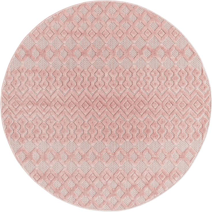 Detail image of 5' 3 x 5' 3 Easy-Clean Trellis Textured Indoor / Outdoor Round Rug