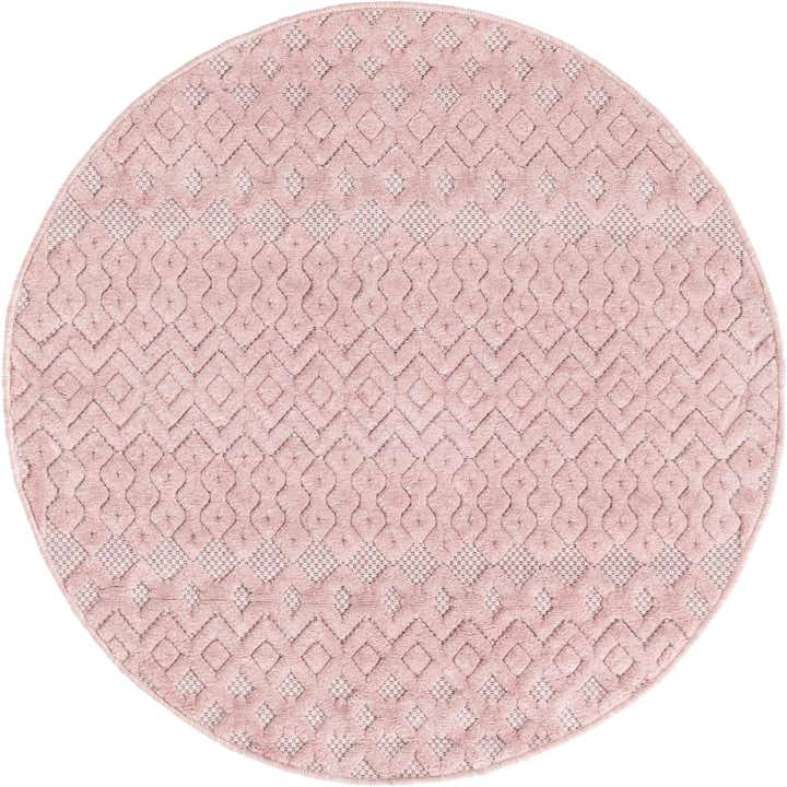 4' x 4' Easy-Clean Trellis Textured Indoor / Outdoor Round Rug