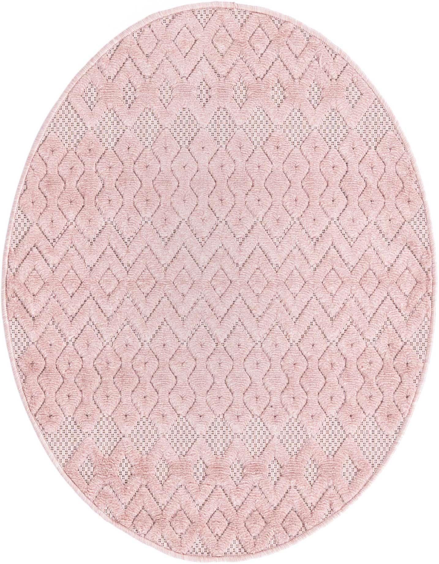 3' x 3' Easy-Clean Trellis Textured Indoor / Outdoor Round Rug