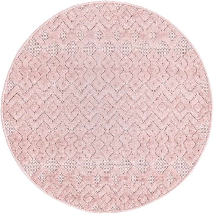 3' x 3' Easy-Clean Trellis Textured Indoor / Outdoor Round Rug