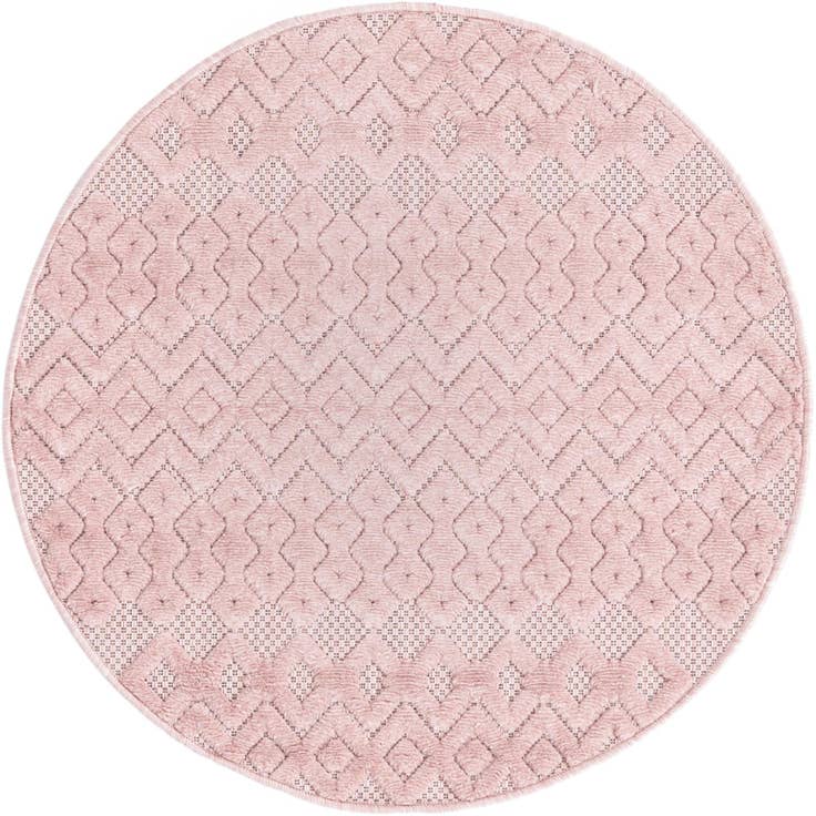 Detail image of 3' x 3' Easy-Clean Trellis Textured Indoor / Outdoor Round Rug