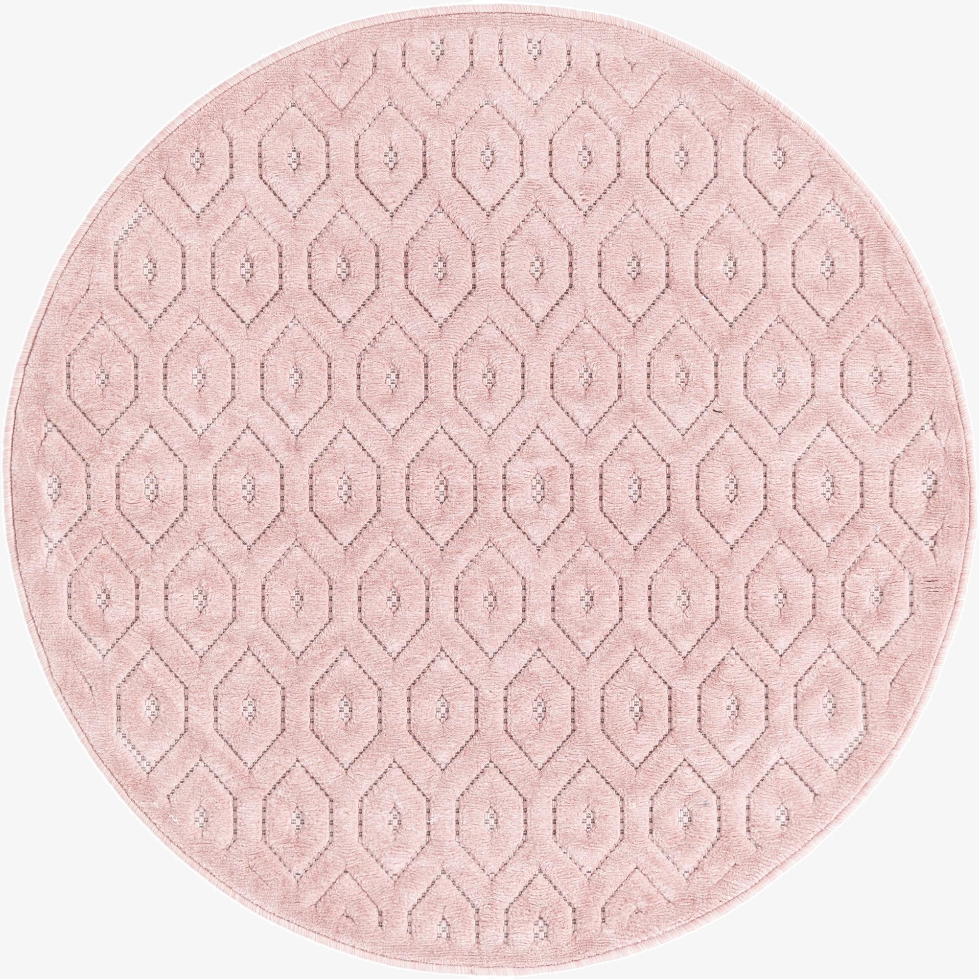 Primary image 4' x 4'  Washable Trellis Textured Indoor / Outdoor Round Rug