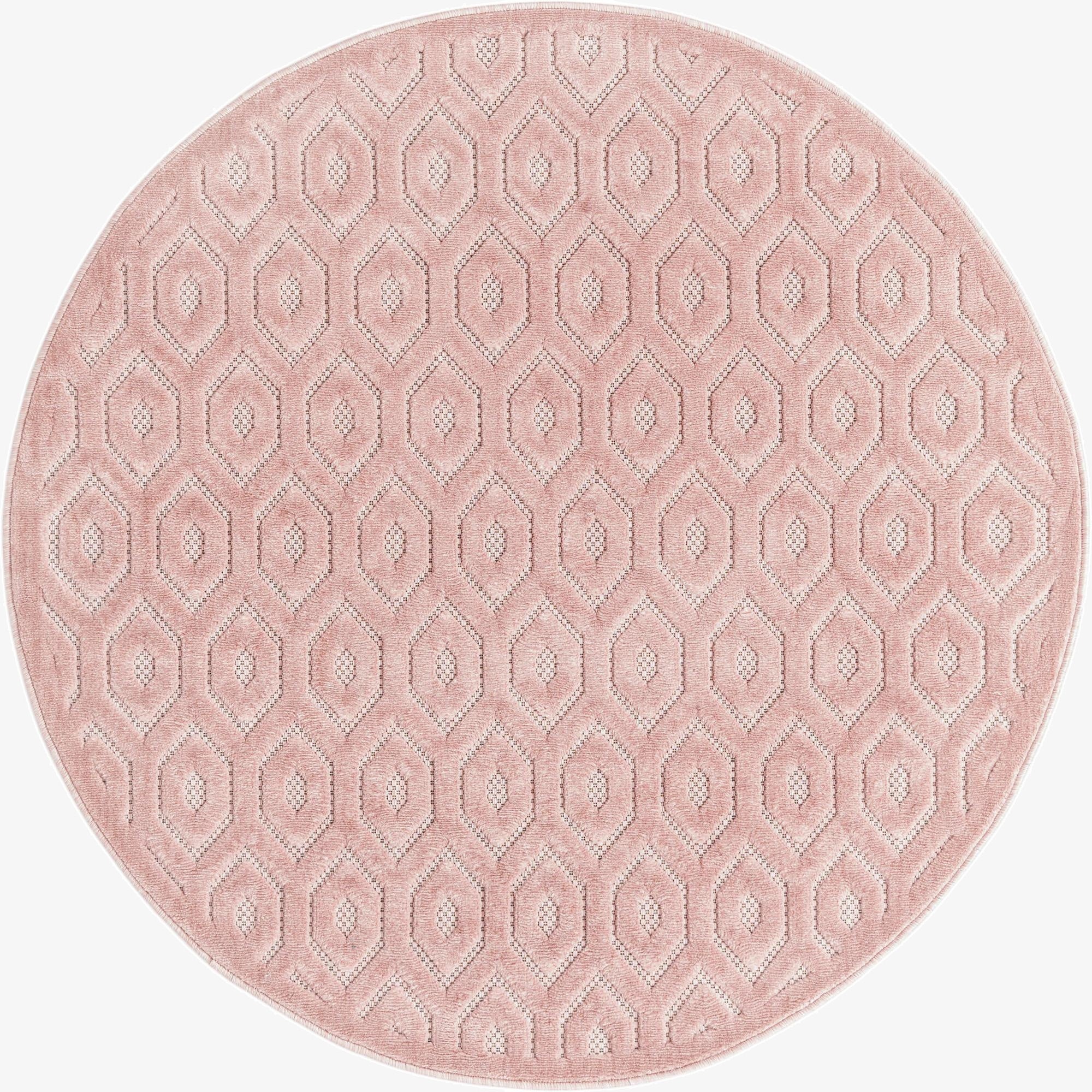 Primary image 5' 3 x 5' 3  Washable Trellis Textured Indoor / Outdoor Round Rug