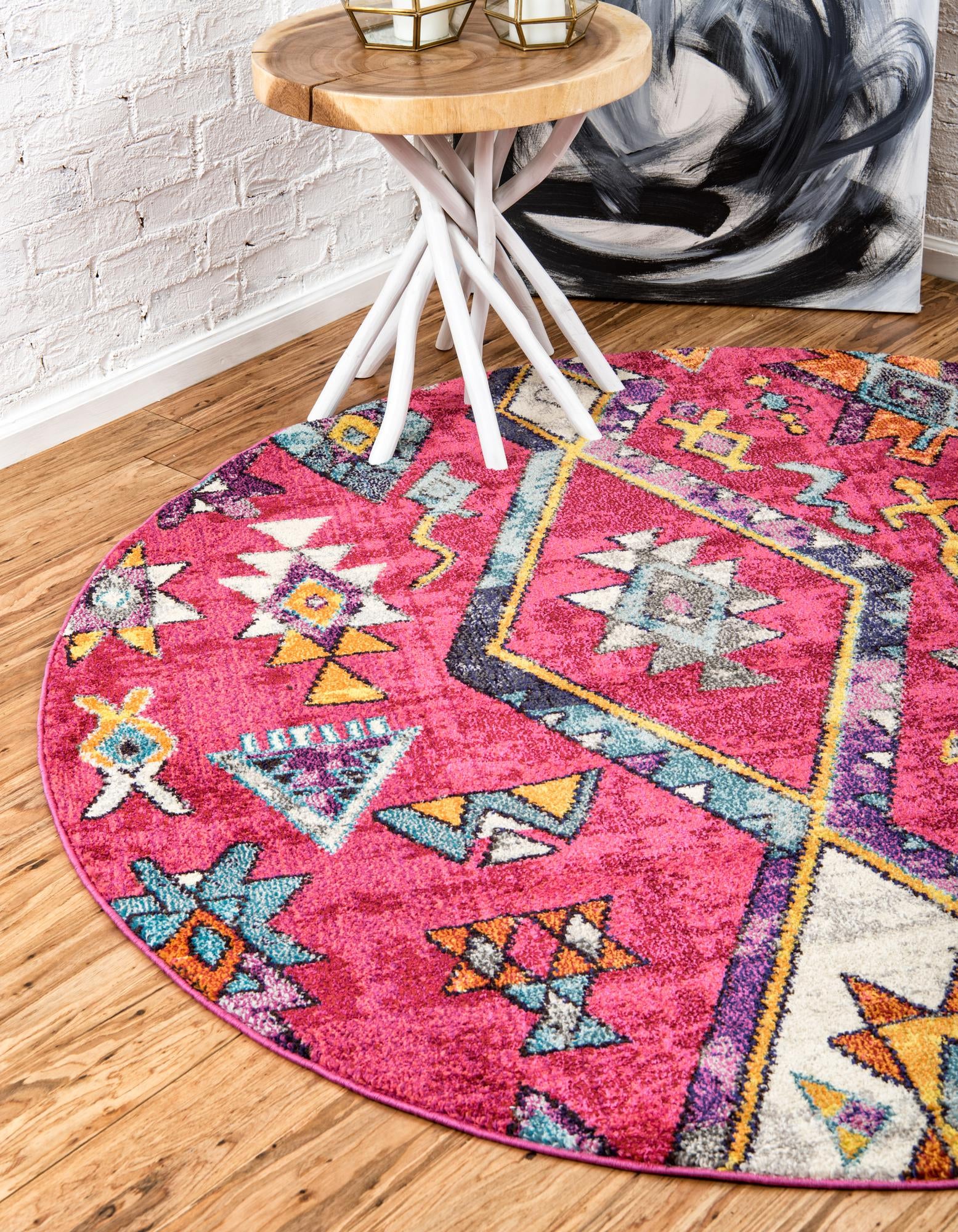 8' x 8' Washable Santa Fe Round Rug