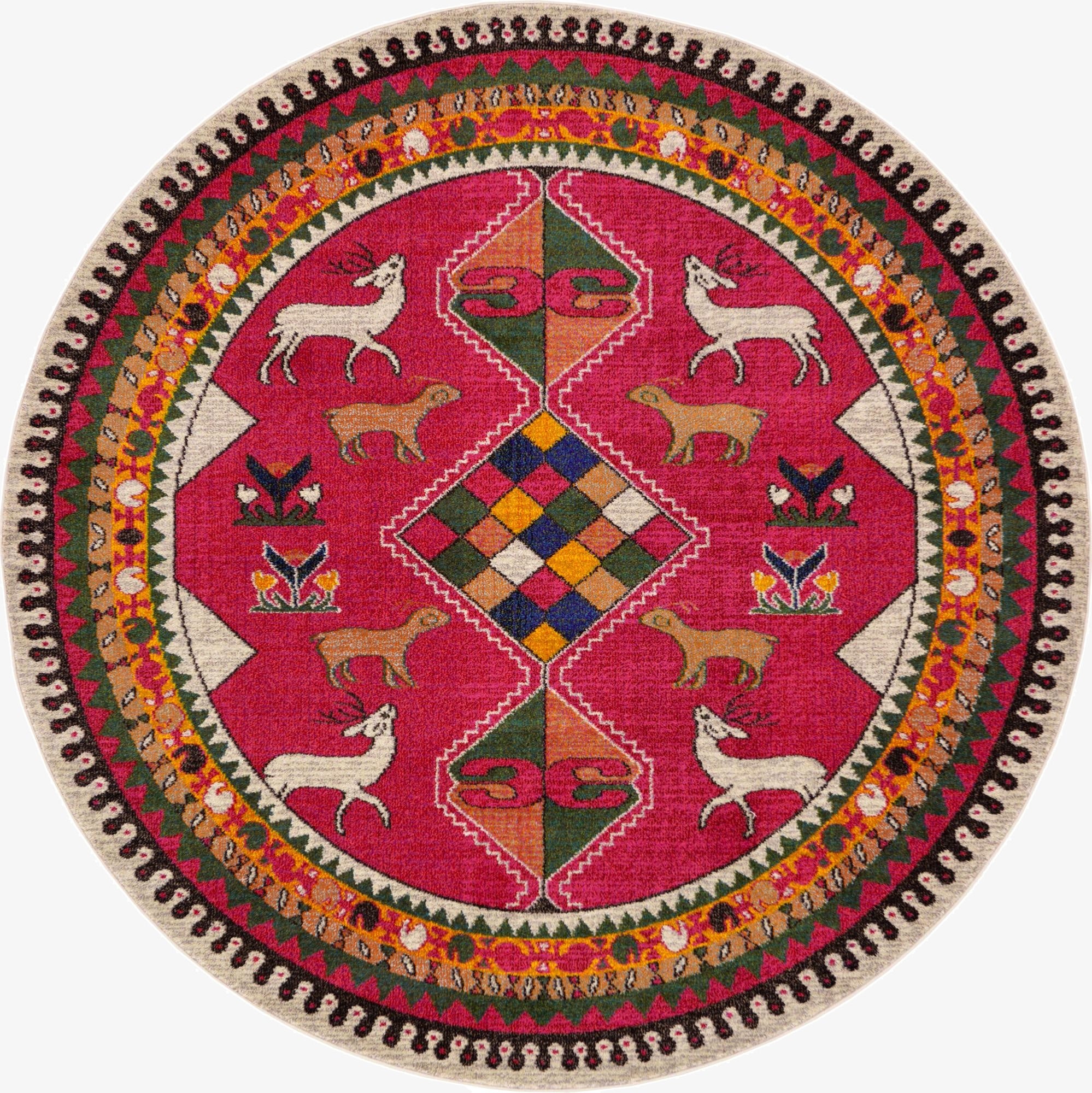 Primary image 8' x 8'  Washable Santa Fe Round Rug