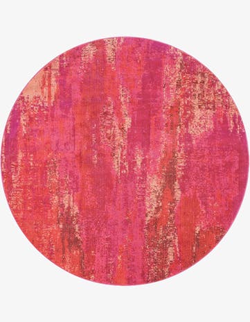 Pink Washable Sevilla Round Rug