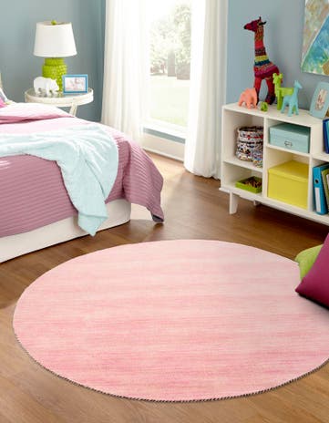 6' 7 x 6' 7 Hand Knotted Solid Gabbeh Wool Round Rug