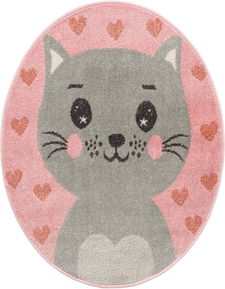 Detail image of 3' 3 x 3' 3 Cat Whimsy Kids Round Rug
