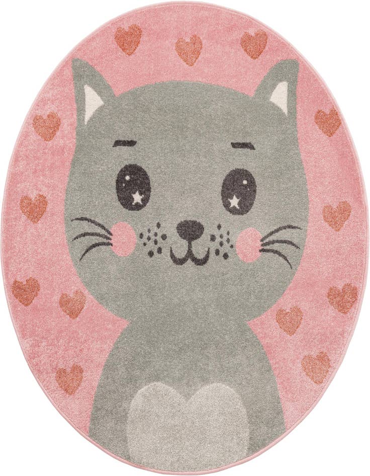 Detail image of 5' 3 x 5' 3 Cat Whimsy Kids Round Rug