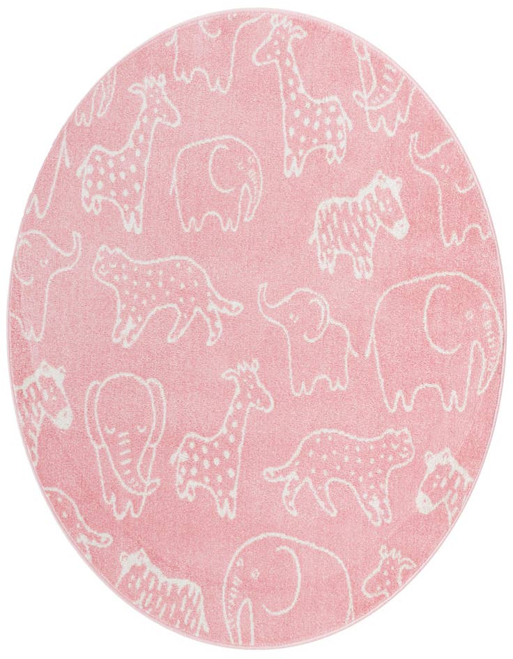Detail image of 5' 3 x 5' 3 Animals Whimsy Kids Round Rug
