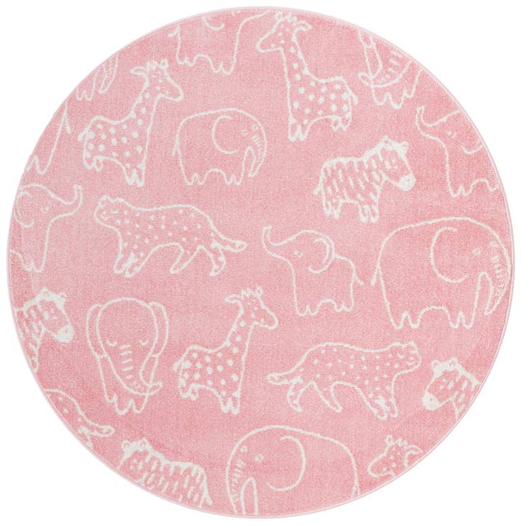 Detail image of 5' 3 x 5' 3 Animals Whimsy Kids Round Rug