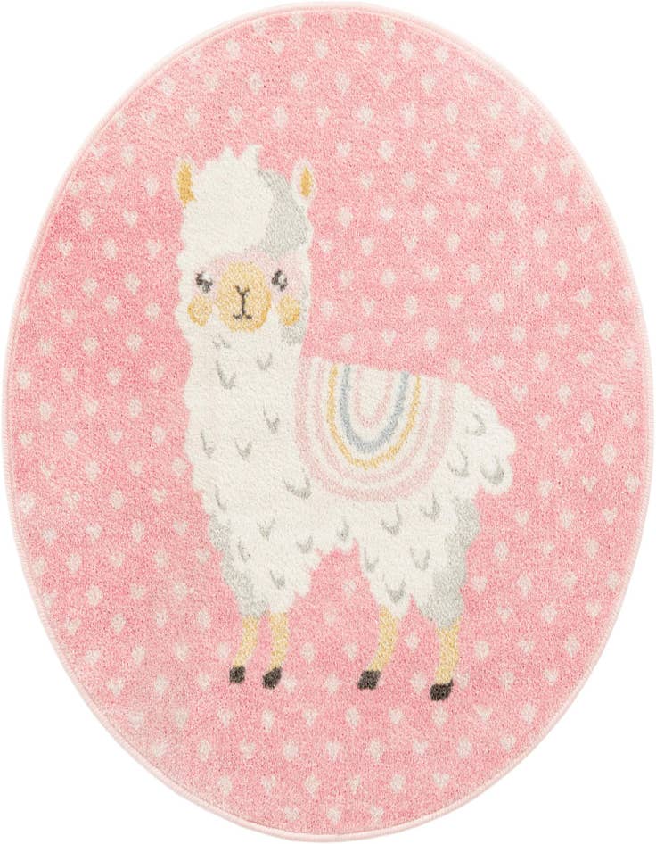 Detail image of 3' 3 x 3' 3 Llama Whimsy Kids Round Rug
