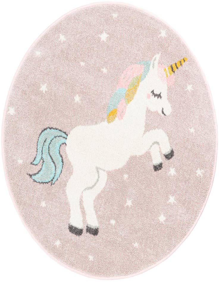 Detail image of 3' 3 x 3' 3 Unicorn Whimsy Kids Round Rug