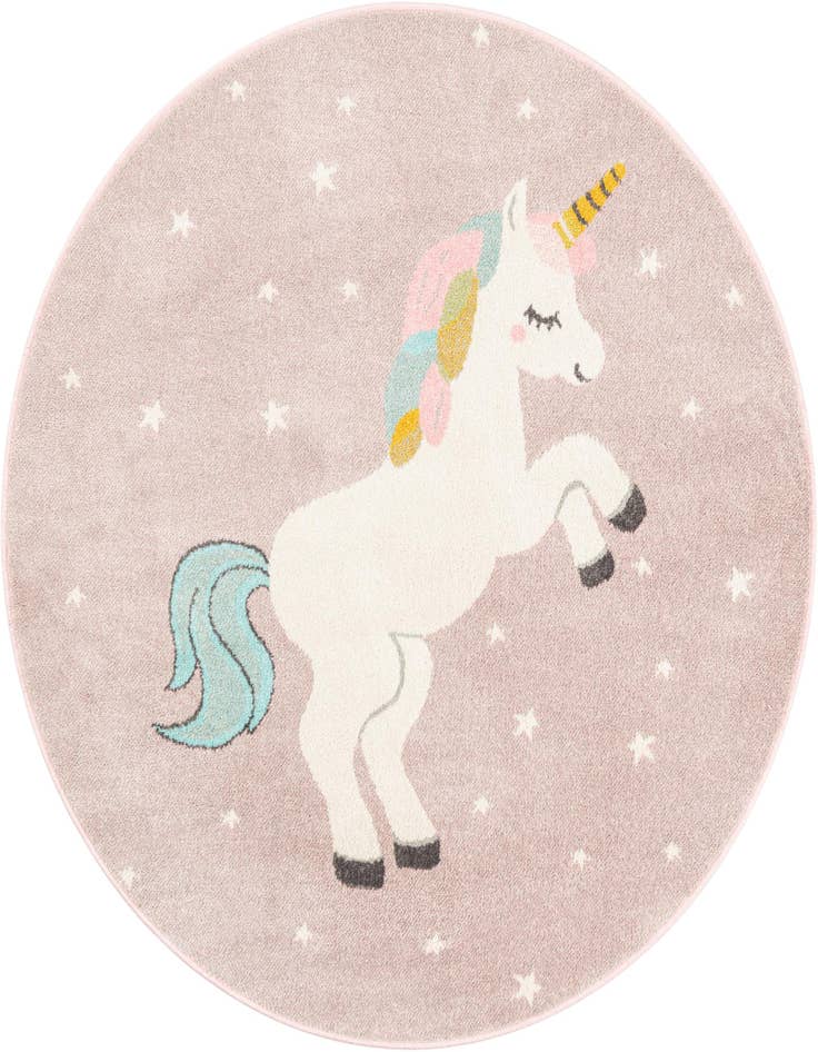 Detail image of 5' 3 x 5' 3 Unicorn Whimsy Kids Round Rug