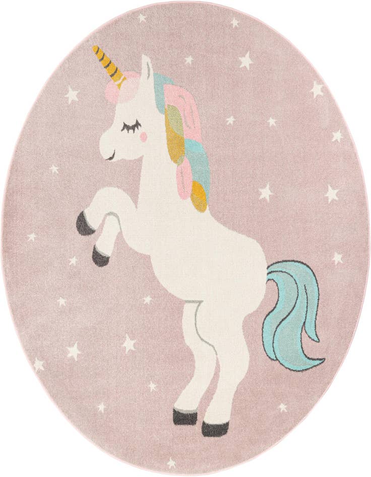 Detail image of 7' 10 x 7' 10 Unicorn Whimsy Kids Round Rug