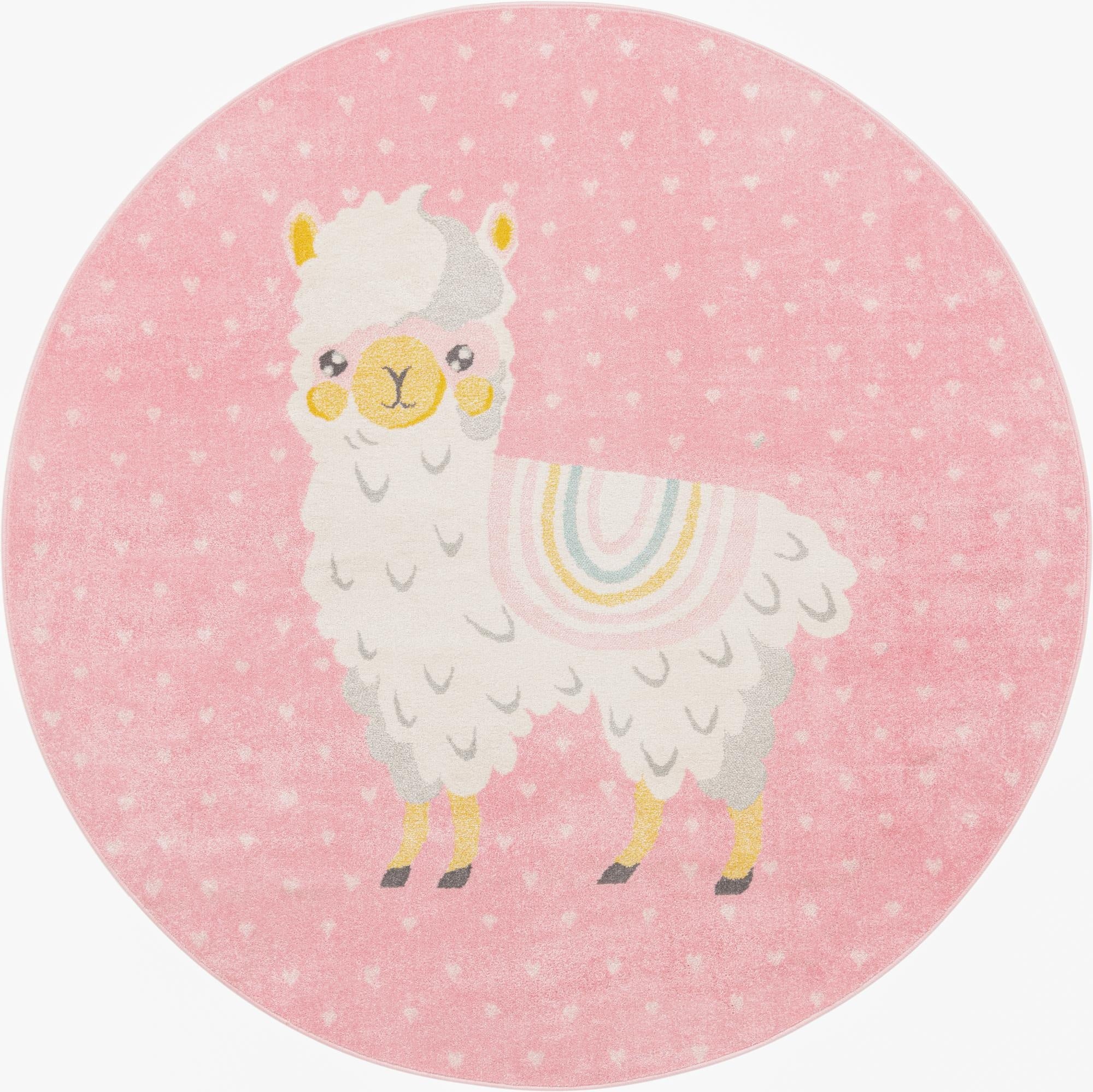 7' 10 x 7' 10 Llama Whimsy Kids Round Rug