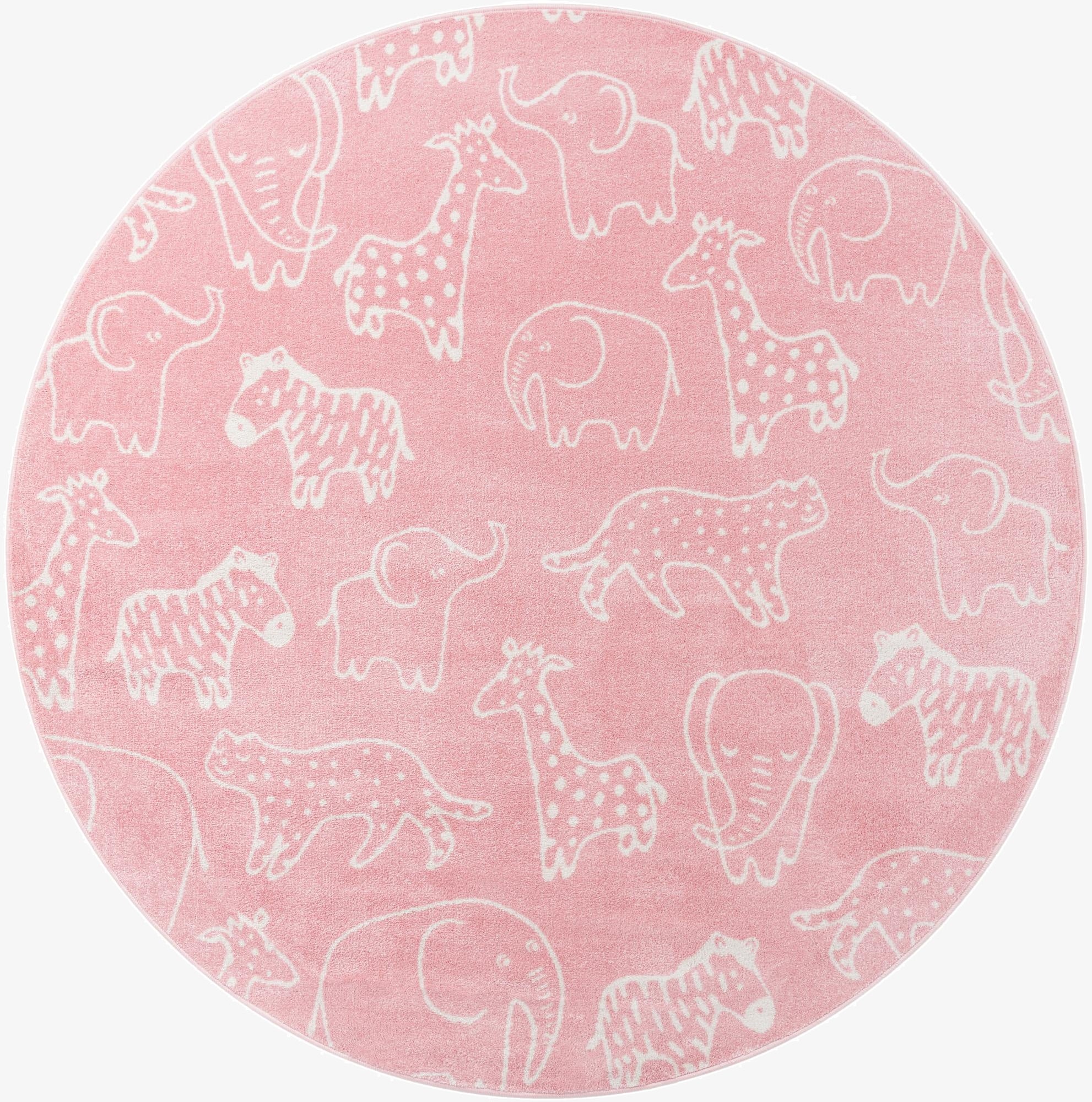 7' 10 x 7' 10 Animals Whimsy Kids Round Rug