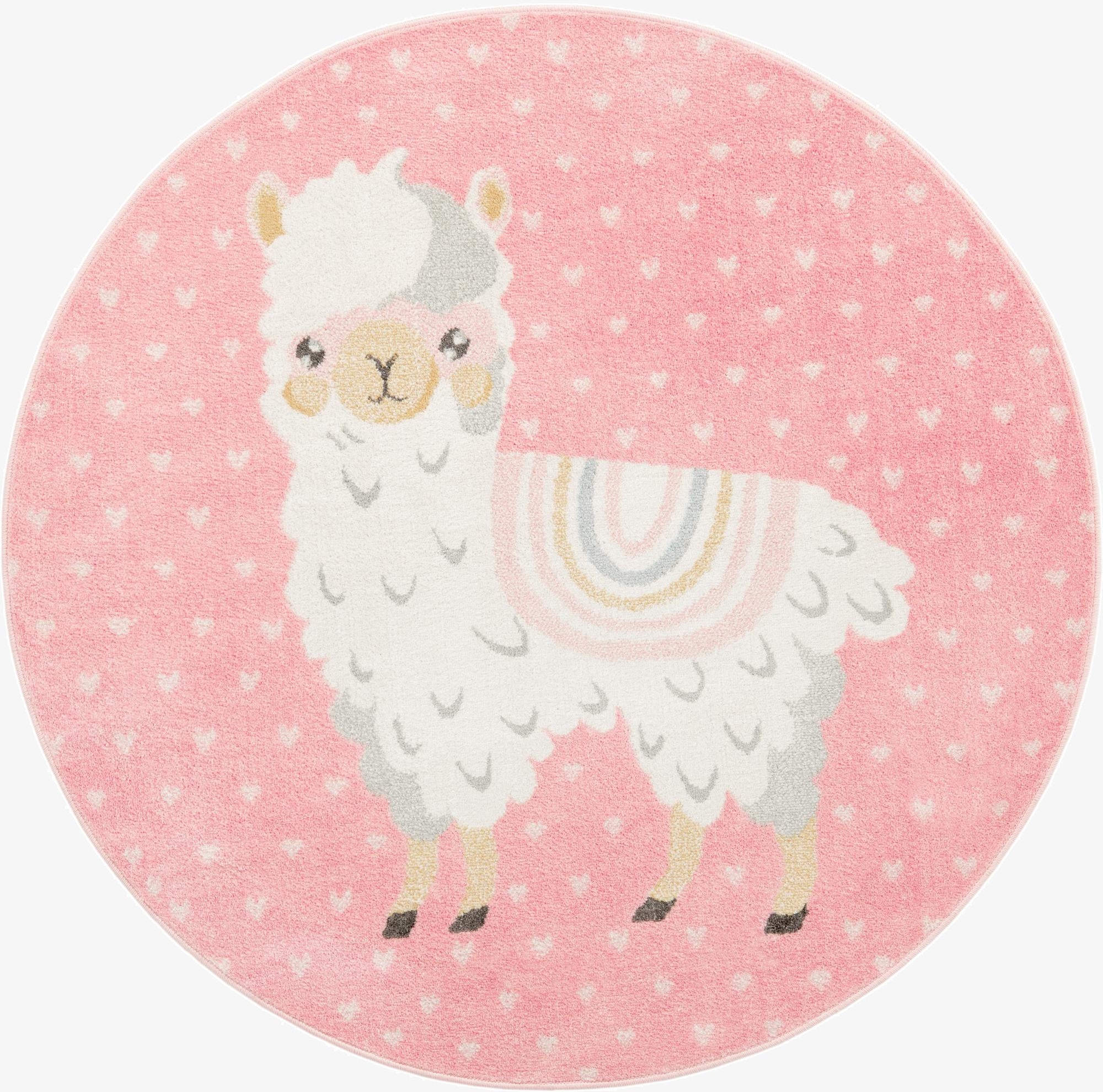 Primary image 5' 3 x 5' 3 Llama Whimsy Kids Round Rug