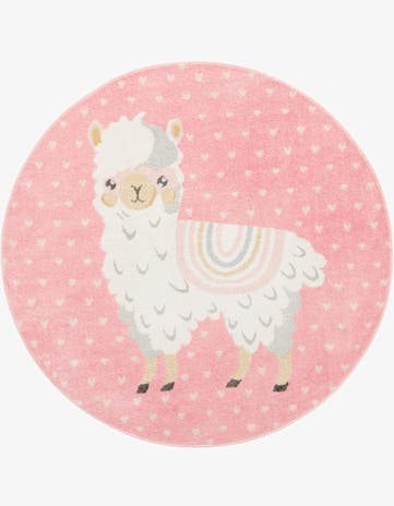 5' 3 x 5' 3 Llama Whimsy Kids Round Rug