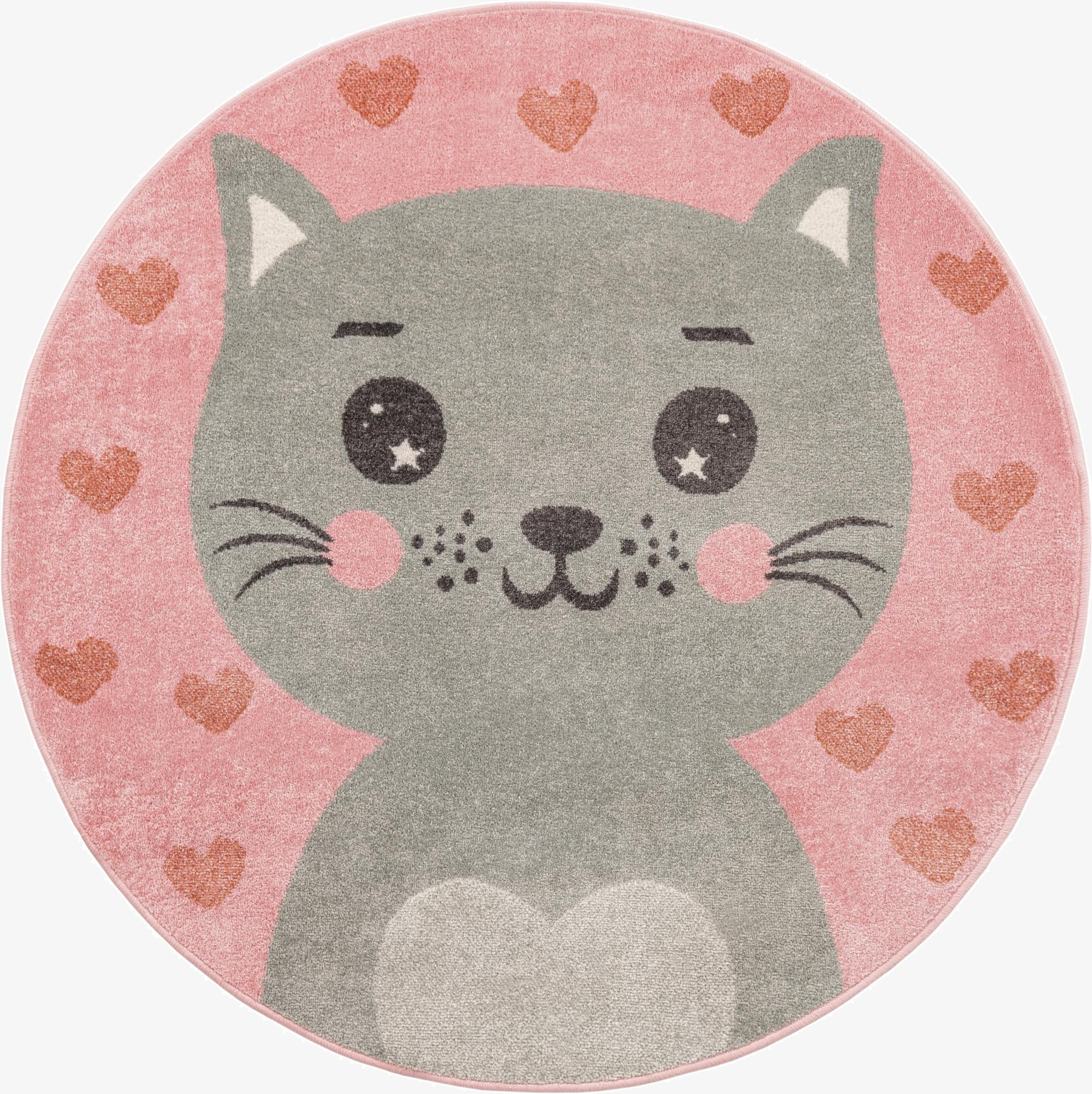 5' 3 x 5' 3 Cat Whimsy Kids Round Rug