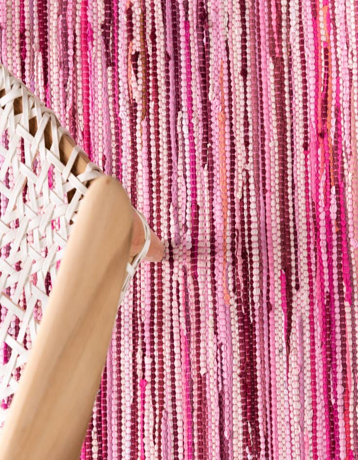 Detail image of 2' 7 x 9' 10  Hand Woven Chindi Cotton Runner Rug