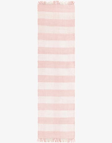 Pink Easy-Clean Eco Plaid Washable Indoor / Outdoor Runner Rug
