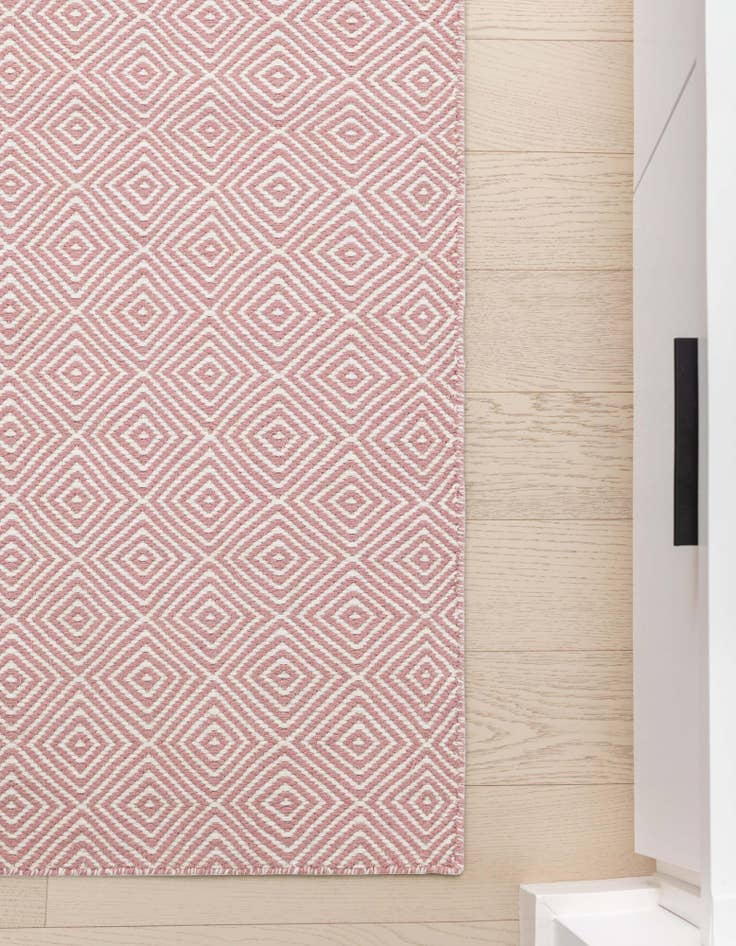 Detail image of 2' x 8'  Hand Woven Geo Trellis Flatweave Runner Rug