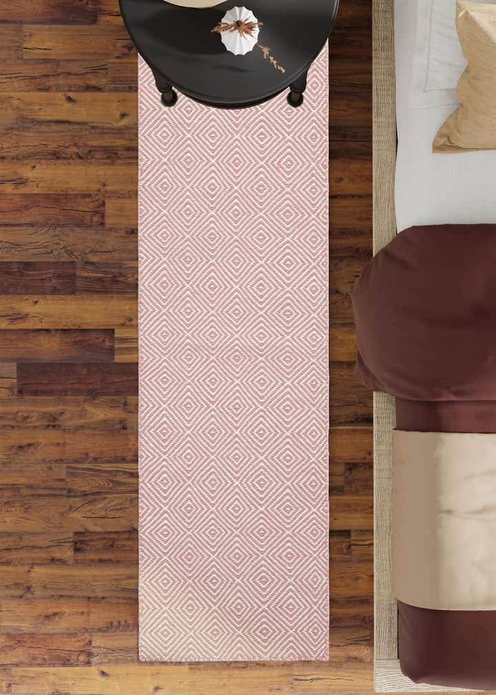 2' 7 x 12' Hand Woven Geo Trellis Flatweave Runner Rug