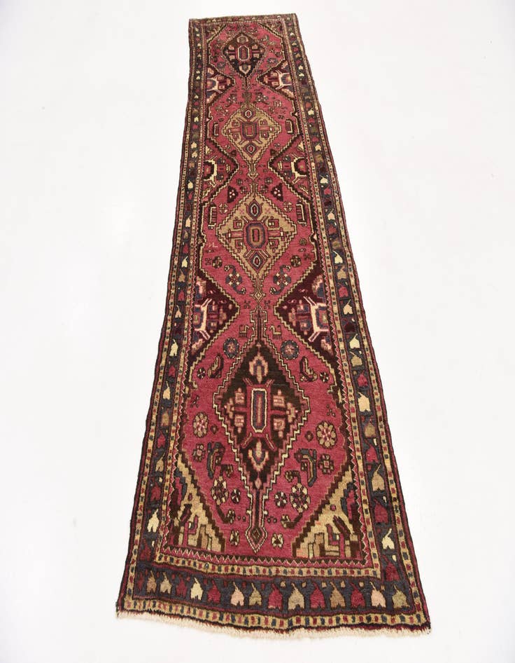 Detail image of 3' 3 x 9' 7  Hand Knotted Hamedan Persian Wool Runner Rug