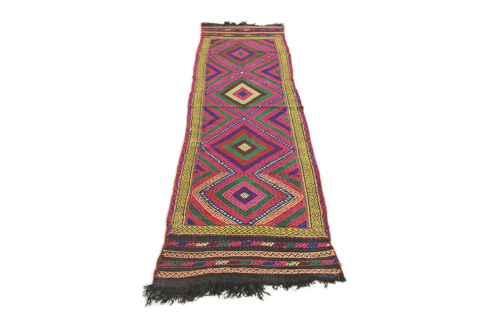 1' 10 x 7' 5 Hand Knotted Kilim Fars Persian Wool Runner Rug