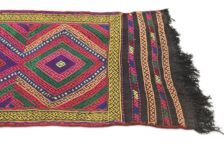 Detail image of 1' 10 x 7' 5 Hand Knotted Kilim Fars Persian Wool Runner Rug