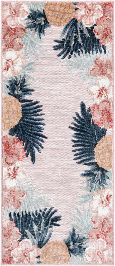 2' 2 x 5' 3 Easy-Clean Botanical Indoor / Outdoor Runner Rug