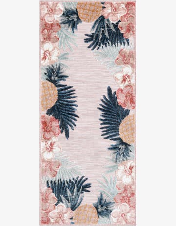 2' 2 x 5' 3 Easy-Clean Botanical Indoor / Outdoor Runner Rug